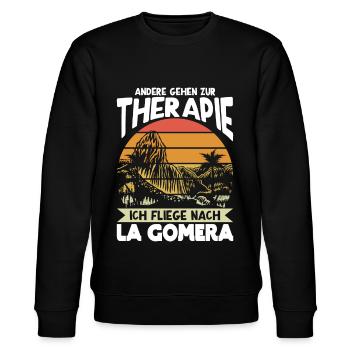 La Gomera Therapie Urlaub Kanaren Auswandern - Stanley/Stella Unisex Bio-Sweatshirt CHANGER  - Schwarz - Vorne - Nik (191cm) & Marisol (170cm)