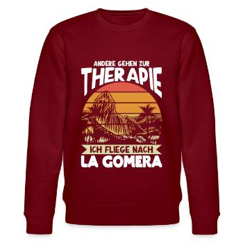La Gomera Therapie Urlaub Kanaren Auswandern - Stanley/Stella Unisex Bio-Sweatshirt CHANGER  - Burgunderrot - Vorne - Nik (191cm) & Marisol (170cm)
