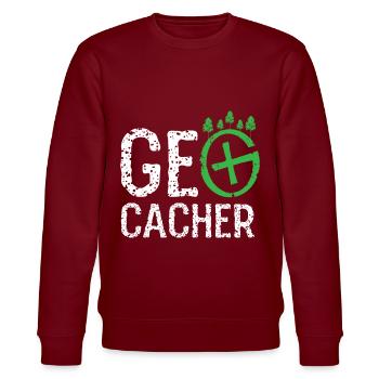 geocaching, cache, gps, geocache, geocacher, logbu - Stanley/Stella CHANGER Unisex Organic Sweatshirt - burgundy - Front - Nik (191cm) & Marisol (170cm)