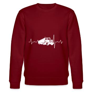 Herzschlag Puls Lkw Fahrer und Fernfahrer Geschenk - Stanley/Stella Unisex Bio-Sweatshirt CHANGER  - Burgunderrot - Vorne - Nik (191cm) & Marisol (170cm)
