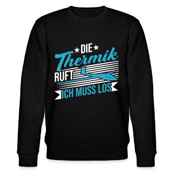 Thermik Segelfliegen Segelflieger - Stanley/Stella Unisex Bio-Sweatshirt CHANGER  - Schwarz - Vorne - Nik (191cm) & Marisol (170cm)