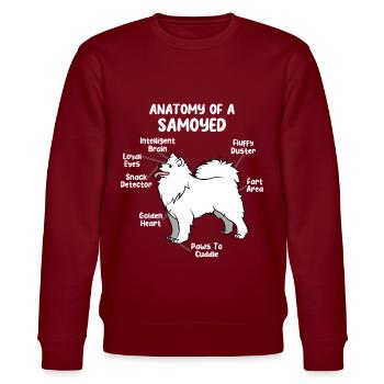 Anatomie Samoyed Herrchen Geschenk - Stanley/Stella Unisex Bio-Sweatshirt CHANGER  - Burgunderrot - Vorne - Nik (191cm) & Marisol (170cm)