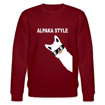 Lustiges Alpaka Design Alpaka Style Spruch - Stanley/Stella Unisex Bio-Sweatshirt CHANGER  - Burgunderrot - Vorne - Nik (191cm) & Marisol (170cm)