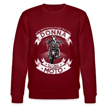Biker Donna Compleanno Idea Regalo Moto Bike - Stanley/Stella Unisex Bio-Sweatshirt CHANGER  - Burgunderrot - Vorne - Nik (191cm) & Marisol (170cm)