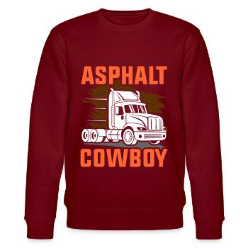 Asphaltcowboy Asphalt Lkw Brummi Lastkraftwagen - Stanley/Stella Unisex Bio-Sweatshirt CHANGER  - Burgunderrot - Vorne - Nik (191cm) & Marisol (170cm)