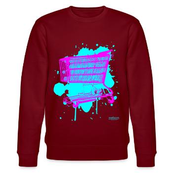 2reborn Einkaufswagen neo pink - Stanley/Stella Unisex Bio-Sweatshirt CHANGER  - Burgunderrot - Vorne - Nik (191cm) & Marisol (170cm)