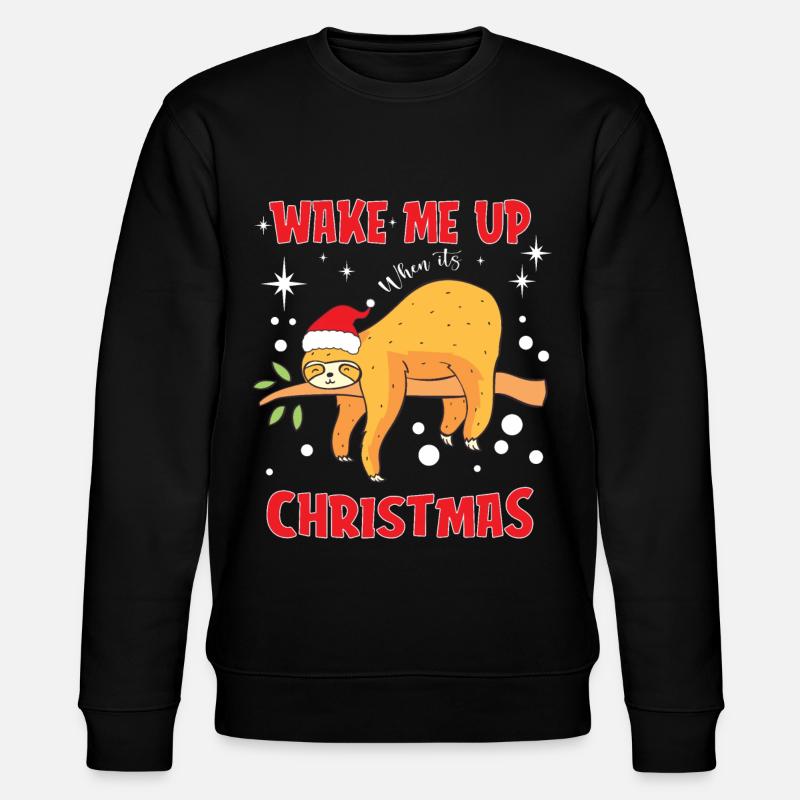 Faultier Weihnachtsmann - Stanley/Stella Unisex Bio-Sweatshirt CHANGER - Schwarz