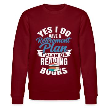 Book Pension - Stanley/Stella CHANGER Unisex Organic Sweatshirt - burgundy - Front - Nik (191cm) & Marisol (170cm)