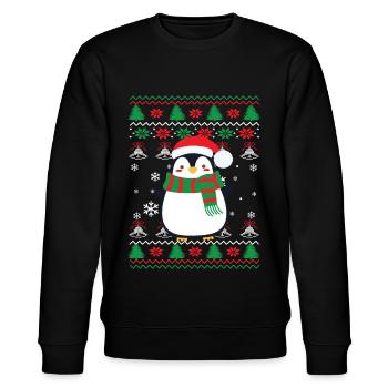 Pinguin ugly christmas sweater Geschenk - Stanley/Stella Unisex Bio-Sweatshirt CHANGER  - Schwarz - Vorne - Nik (191cm) & Marisol (170cm)