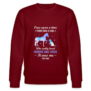 Conception de chien de cheval pour un cavalier et - Sweat bio CHANGER Stanley/Stella Unisexe - bordeaux - Devant - Nik (191cm) & Marisol (170cm)