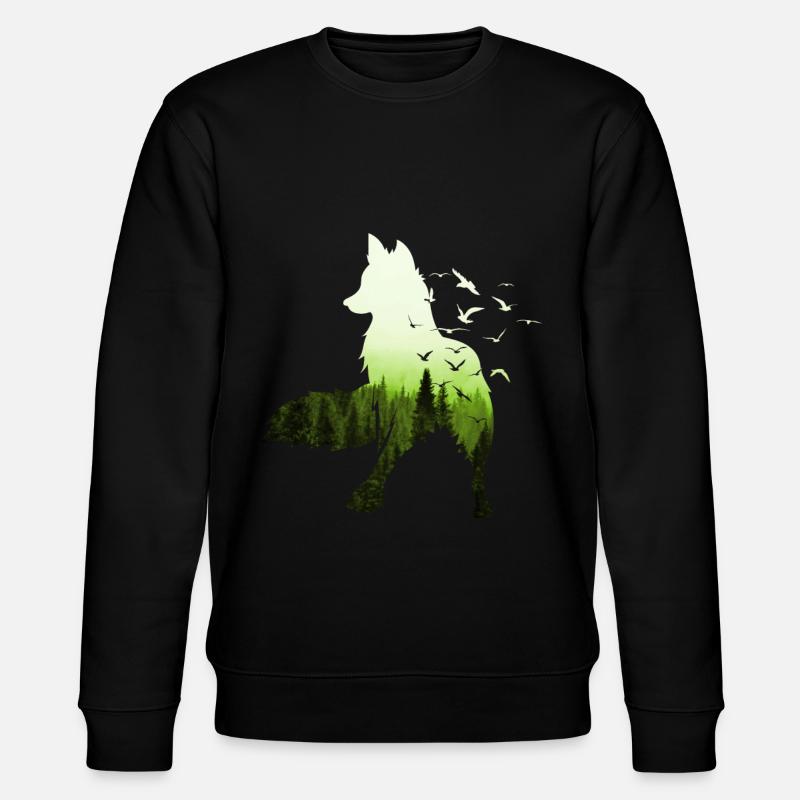 Fox silhouette climate protection forest fox - Stanley/Stella CHANGER Unisex Organic Sweatshirt - black