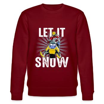 Let It Snow - Snowmobile Snowmobile Gift - Stanley/Stella CHANGER Unisex Organic Sweatshirt - burgundy - Front - Nik (191cm) & Marisol (170cm)