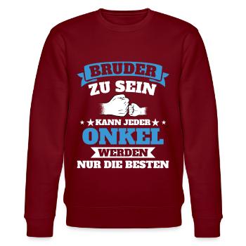 Onkel werdender Onkel Geschenk - Stanley/Stella Unisex Bio-Sweatshirt CHANGER  - Burgunderrot - Vorne - Nik (191cm) & Marisol (170cm)