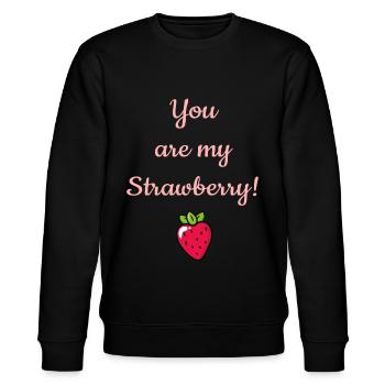Erdbeere Spruch - Stanley/Stella Unisex Bio-Sweatshirt CHANGER  - Schwarz - Vorne - Nik (191cm) & Marisol (170cm)
