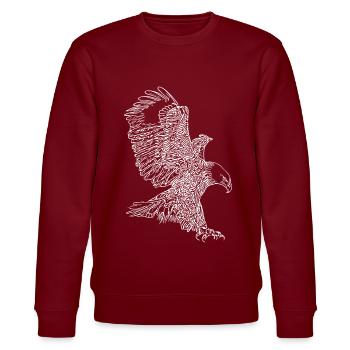 With eagle motif imprinted bird of prey eagle motif - Stanley/Stella CHANGER Unisex Organic Sweatshirt - burgundy - Front - Nik (191cm) & Marisol (170cm)