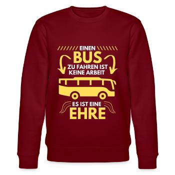 Busfahrer Bus Omnibus Reisebus Schulbus Geschenk - Stanley/Stella Unisex Bio-Sweatshirt CHANGER  - Burgunderrot - Vorne - Nik (191cm) & Marisol (170cm)