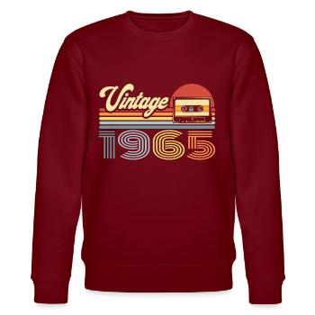 Vintage 1965 Kassette Mixtape - 56. Geburtstag - Stanley/Stella Unisex Bio-Sweatshirt CHANGER  - Burgunderrot - Vorne - Nik (191cm) & Marisol (170cm)