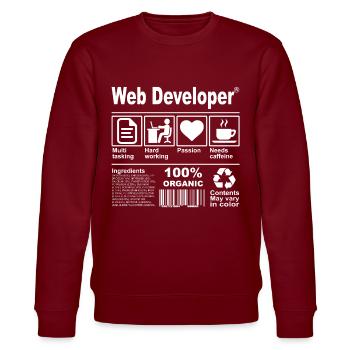 Web Developer - Stanley/Stella CHANGER Unisex Organic Sweatshirt - burgundy - Front - Nik (191cm) & Marisol (170cm)