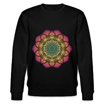 lebendiges Mandala Yoga Blume des Lebens Geschenk - Stanley/Stella Unisex Bio-Sweatshirt CHANGER  - Schwarz - Vorne - Nik (191cm) & Marisol (170cm)