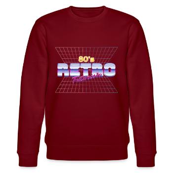 80's Retro Vintage Disco 80er Geschenk - Stanley/Stella Unisex Bio-Sweatshirt CHANGER  - Burgunderrot - Vorne - Nik (191cm) & Marisol (170cm)