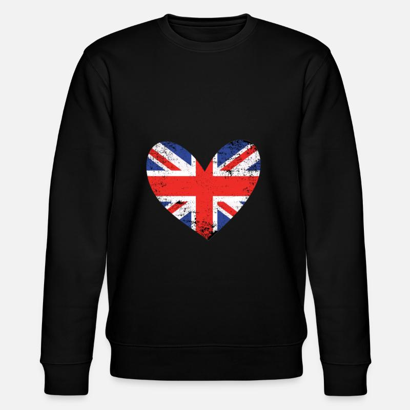 Großbritannien Herz - Stanley/Stella Unisex Bio-Sweatshirt CHANGER  - Schwarz