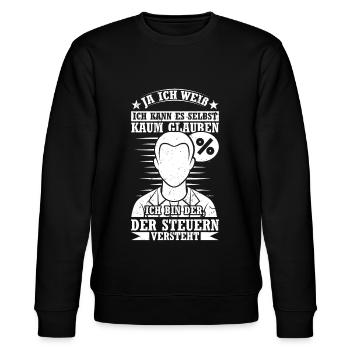 Lustiges Steuerberater Geschenk Steuern - Stanley/Stella Unisex Bio-Sweatshirt CHANGER  - Schwarz - Vorne - Nik (191cm) & Marisol (170cm)