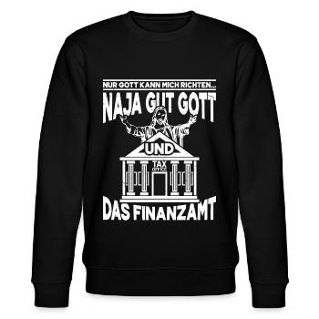 Gott Und Das Finanzamt Lustiges Geschenk - Stanley/Stella Unisex Bio-Sweatshirt CHANGER  - Schwarz - Vorne - Nik (191cm) & Marisol (170cm)