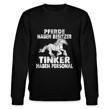 Tinker Reiten Reitstall Pferd Reitsport Reitverein - Stanley/Stella Unisex Bio-Sweatshirt CHANGER  - Schwarz - Vorne - Nik (191cm) & Marisol (170cm)
