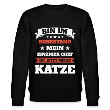 Mein Chef ist jetzt meine Katze Ruhestand - Stanley/Stella Unisex Bio-Sweatshirt CHANGER  - Schwarz - Vorne - Nik (191cm) & Marisol (170cm)