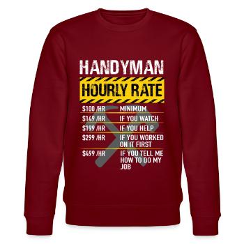 Handyman Handyman - Tarif horaire Handyman - Sweat bio CHANGER Stanley/Stella Unisexe - bordeaux - Devant - Nik (191cm) & Marisol (170cm)