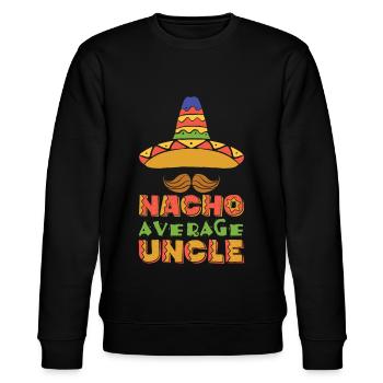 Nacho Average Uncle - Stanley/Stella CHANGER Unisex Organic Sweatshirt - black - Front - Nik (191cm) & Marisol (170cm)