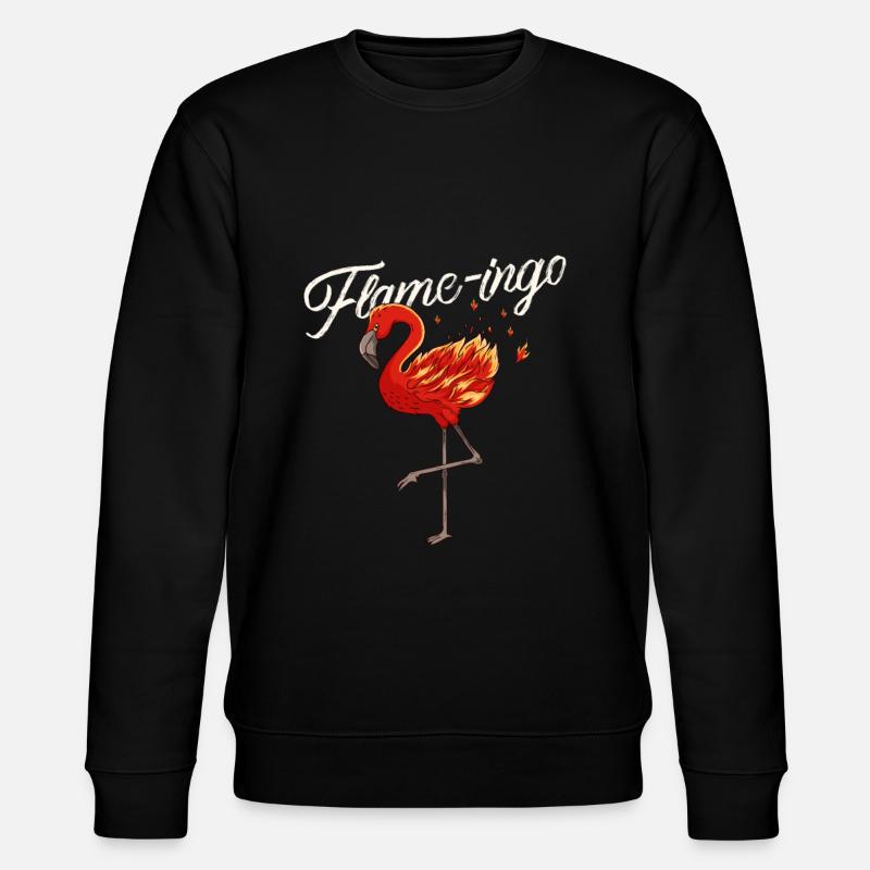 A Flamingo in Flames is a Flame-Ingo - Stanley/Stella CHANGER Unisex Organic Sweatshirt - black