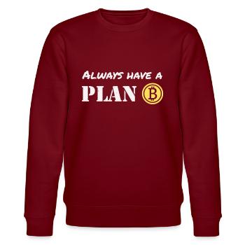 Bitcoin Trader einen Plan B haben Cryptowährung - Stanley/Stella Unisex Bio-Sweatshirt CHANGER  - Burgunderrot - Vorne - Nik (191cm) & Marisol (170cm)