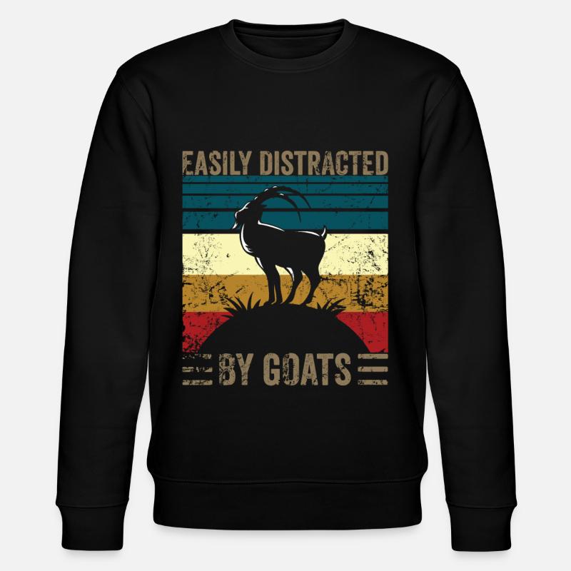 Easily distracted by goats - Stanley/Stella Unisex Bio-Sweatshirt CHANGER - Schwarz