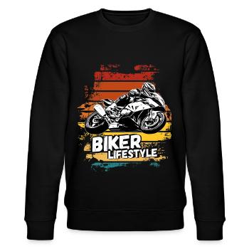 Motorcycle Lifestyle / Motorcycle / Motorcyclebiker - Stanley/Stella CHANGER Unisex Organic Sweatshirt - black - Front - Nik (191cm) & Marisol (170cm)