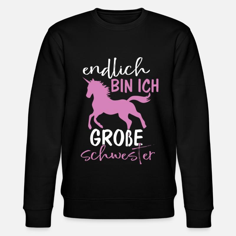 Endlich bin ich große Schwester - Stanley/Stella Unisex Bio-Sweatshirt CHANGER - Schwarz