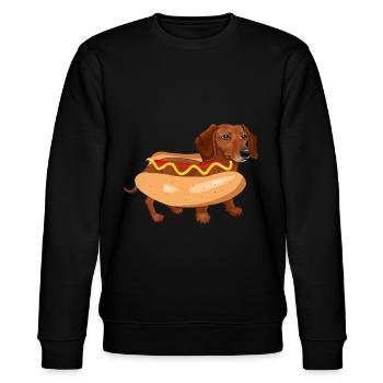 Lustiger Hund Dackel Hot Dog Fast Food - Stanley/Stella Unisex Bio-Sweatshirt CHANGER  - Schwarz - Vorne - Nik (191cm) & Marisol (170cm)