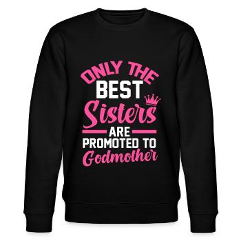 Patin Schwester Taufe Geschenk - Stanley/Stella Unisex Bio-Sweatshirt CHANGER  - Schwarz - Vorne - Nik (191cm) & Marisol (170cm)