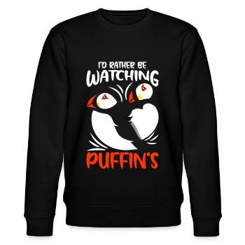 Birdwatcher Puffin Puffin Puffin - Stanley/Stella CHANGER Unisex Organic Sweatshirt - black - Front - Nik (191cm) & Marisol (170cm)