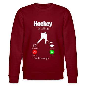 Icehockey Puck Geschenk Eishockey Hockey Floorball - Stanley/Stella Unisex Bio-Sweatshirt CHANGER  - Burgunderrot - Vorne - Nik (191cm) & Marisol (170cm)