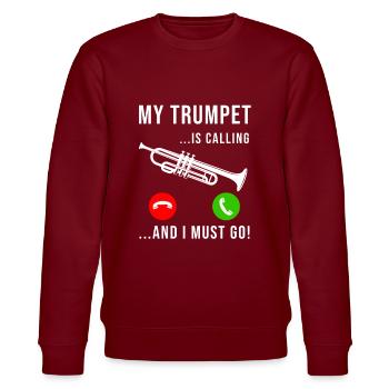 Trompete Spruch Trompetist Geschenk Trompeter - Stanley/Stella Unisex Bio-Sweatshirt CHANGER  - Burgunderrot - Vorne - Nik (191cm) & Marisol (170cm)