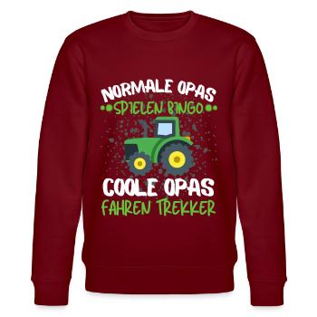 Coller Opa mit Traktor - Lustiges Opa Opi - Stanley/Stella Unisex Bio-Sweatshirt CHANGER  - Burgunderrot - Vorne - Nik (191cm) & Marisol (170cm)