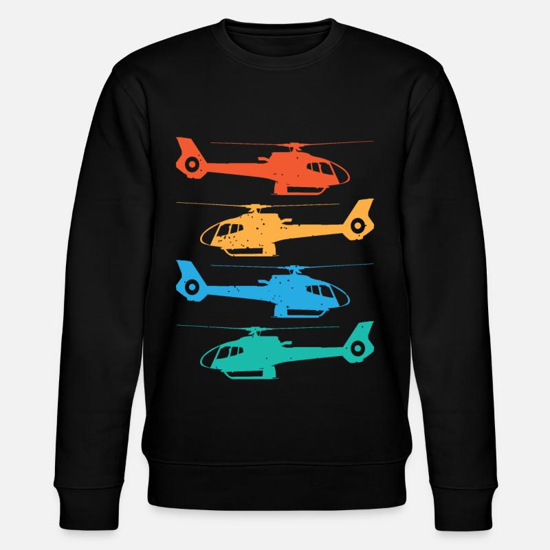 Retro Sonnenuntergang Hubschrauber - Stanley/Stella Unisex Bio-Sweatshirt CHANGER - Schwarz