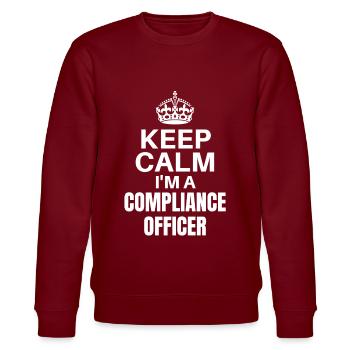 Keep Calm Ich bin ein Compliance-Beauftragter, lustige Job Desi - Stanley/Stella Unisex Bio-Sweatshirt CHANGER  - Burgunderrot - Vorne - Nik (191cm) & Marisol (170cm)