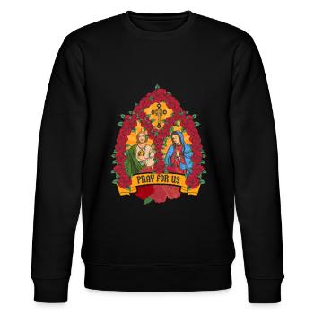 St. Jude Thaddeus and Our Lady of Guadalupe - Stanley/Stella CHANGER Unisex Organic Sweatshirt - black - Front - Nik (191cm) & Marisol (170cm)