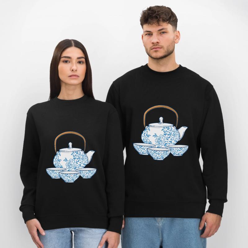 Tee oder Kaffee Kanne mit Tassen asiatische Kunst Stanley/Stella Unisex Bio-Sweatshirt CHANGER 
