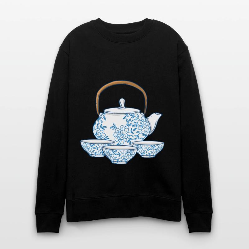Tee oder Kaffee Kanne mit Tassen asiatische Kunst Stanley/Stella Unisex Bio-Sweatshirt CHANGER 