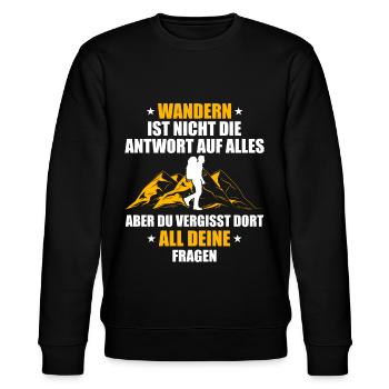 Wandern Ist Nicht Die Antwort Wanderer Berge - Stanley/Stella Unisex Bio-Sweatshirt CHANGER  - Schwarz - Vorne - Nik (191cm) & Marisol (170cm)