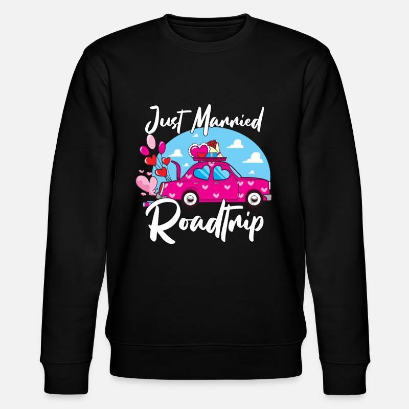 Just Married Honeymoon Wedding Gift - Stanley/Stella CHANGER Unisex Organic Sweatshirt - black