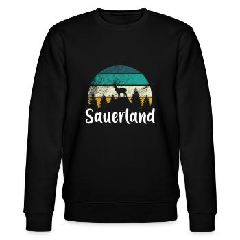 Sauerland Sauerländer Heimat Wandern Geschenkidee - Stanley/Stella Unisex Bio-Sweatshirt CHANGER  - Schwarz - Vorne - Nik (191cm) & Marisol (170cm)